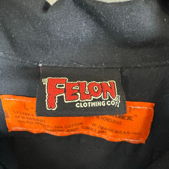 Felon Clothing Co. Short Sleeve Black Work Shirt Button-Up Men’s L Graphic Art - Picture 7 of 10